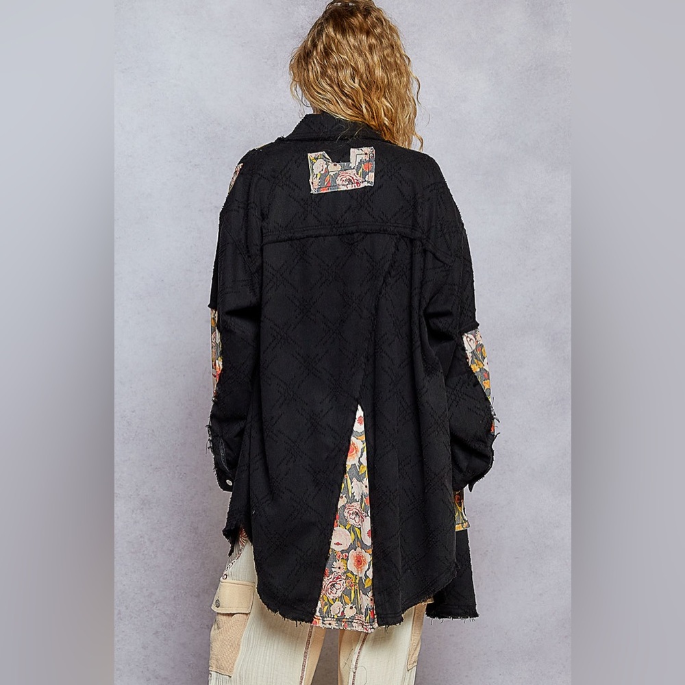 PT44 POL Black Floral Patchwork Jacket - Picture 4 of 4